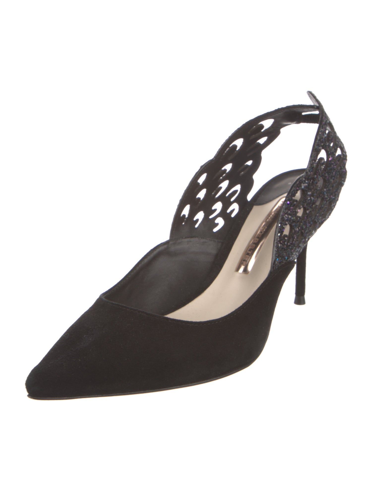 Sophia Webster Suede Glitter Accents Slingback Pumps