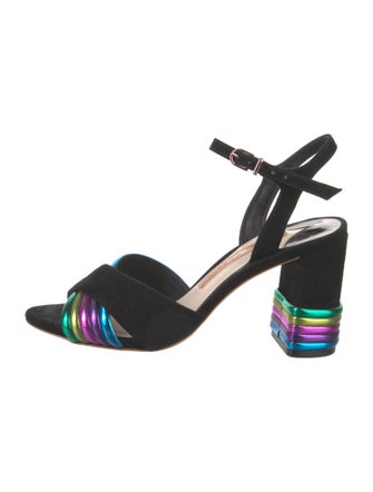 Sophia Webster Suede Colorblock Pattern Slingback Sandals