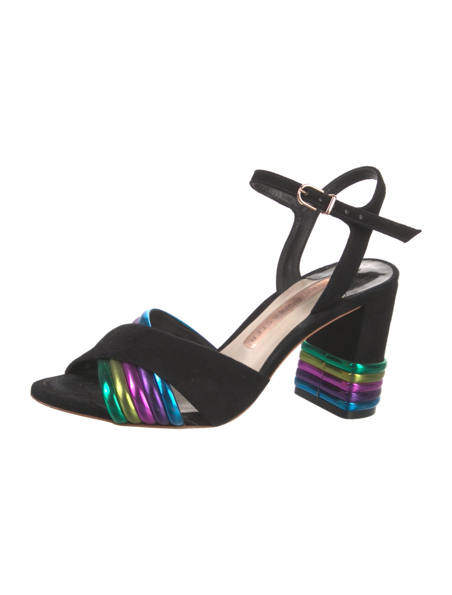 Sophia Webster Suede Colorblock Pattern Slingback Sandals