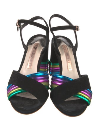 Sophia Webster Suede Colorblock Pattern Slingback Sandals