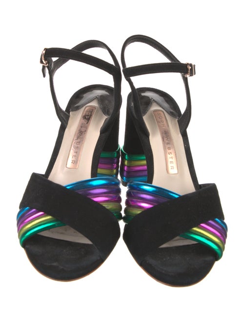 Sophia Webster Suede Colorblock Pattern Slingback Sandals