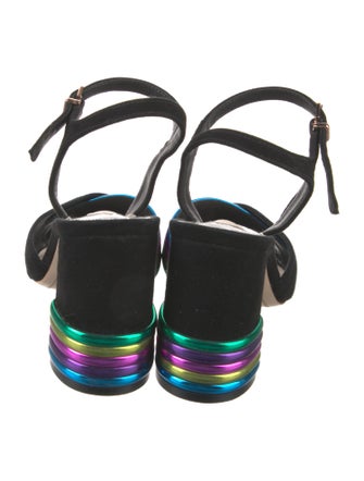 Sophia Webster Suede Colorblock Pattern Slingback Sandals