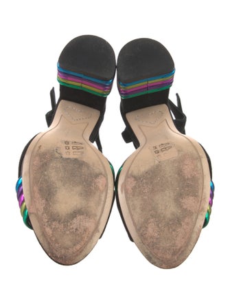 Sophia Webster Suede Colorblock Pattern Slingback Sandals