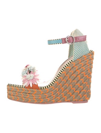 Sophia Webster Jute Floral Print Espadrilles