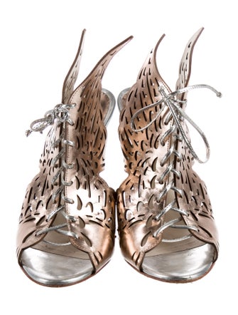 Sophia Webster Leather Lasercut Accents Slingback Sandals