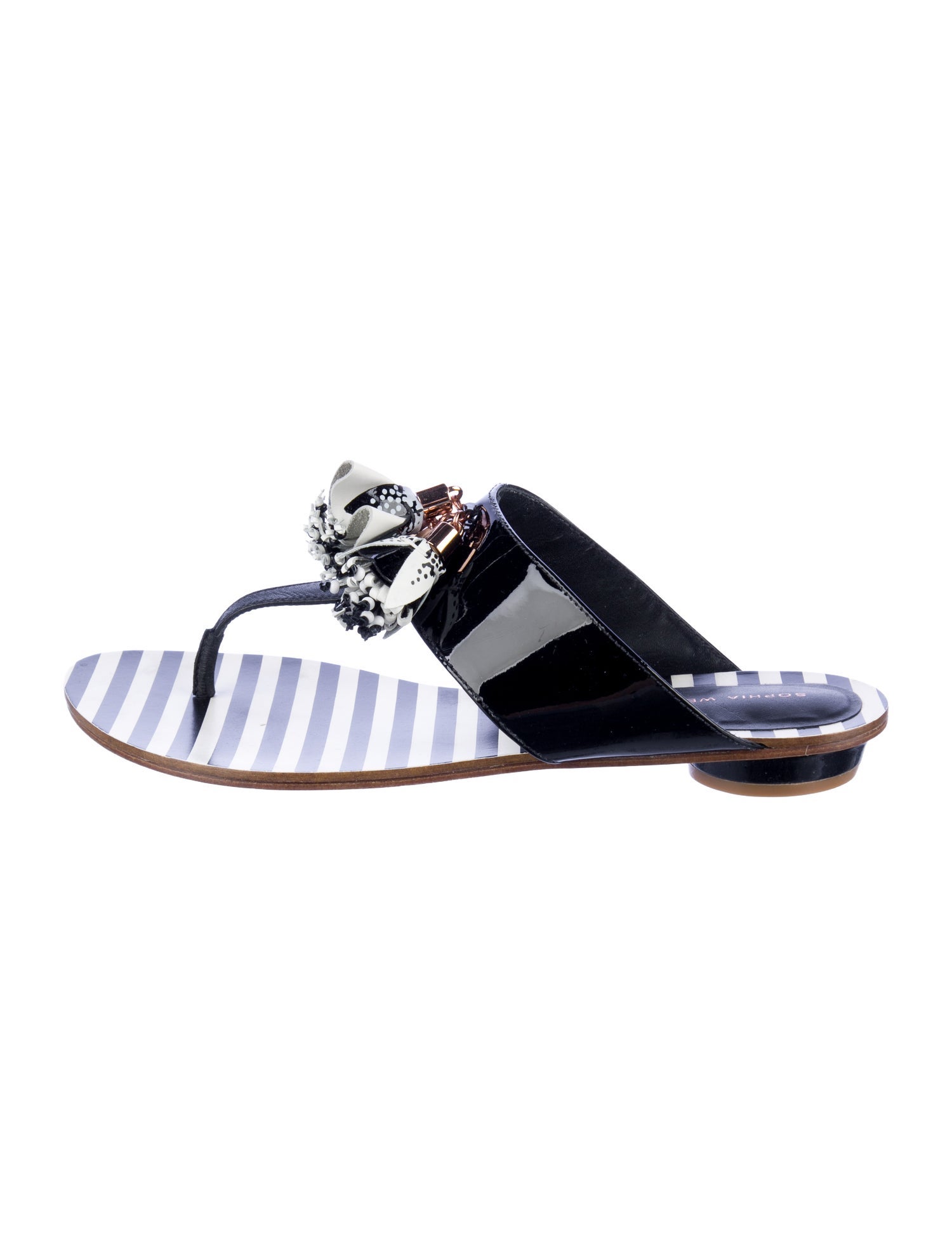 Sophia Webster Patent Leather Striped Slides w/ Tags