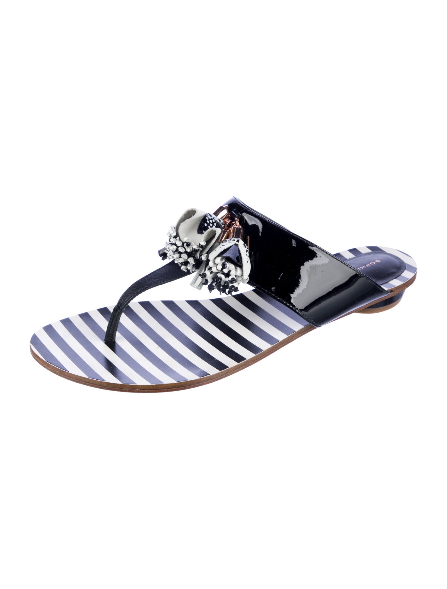 Sophia Webster Patent Leather Striped Slides w/ Tags