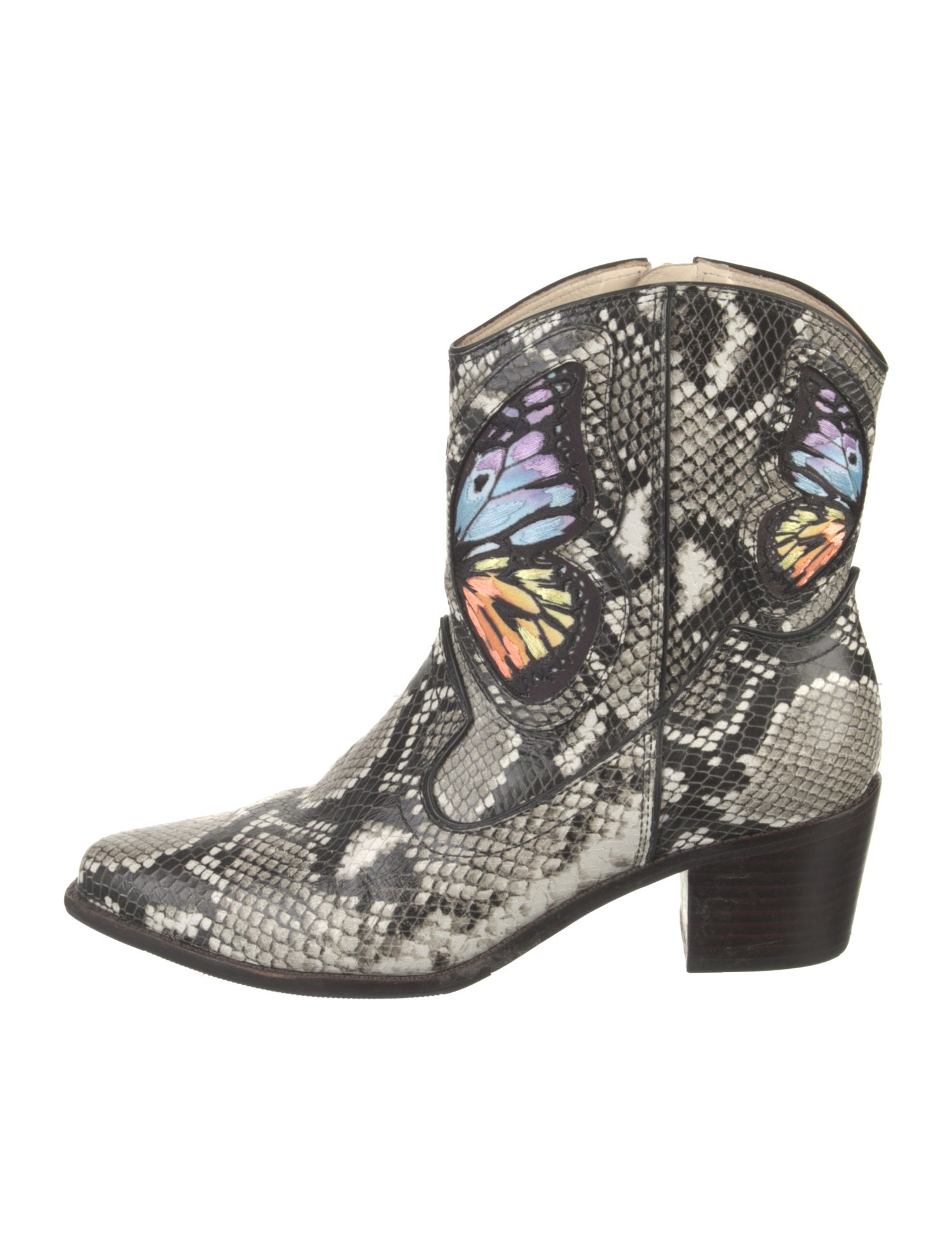 Sophia Webster Embossed Leather Animal Print Western Boots