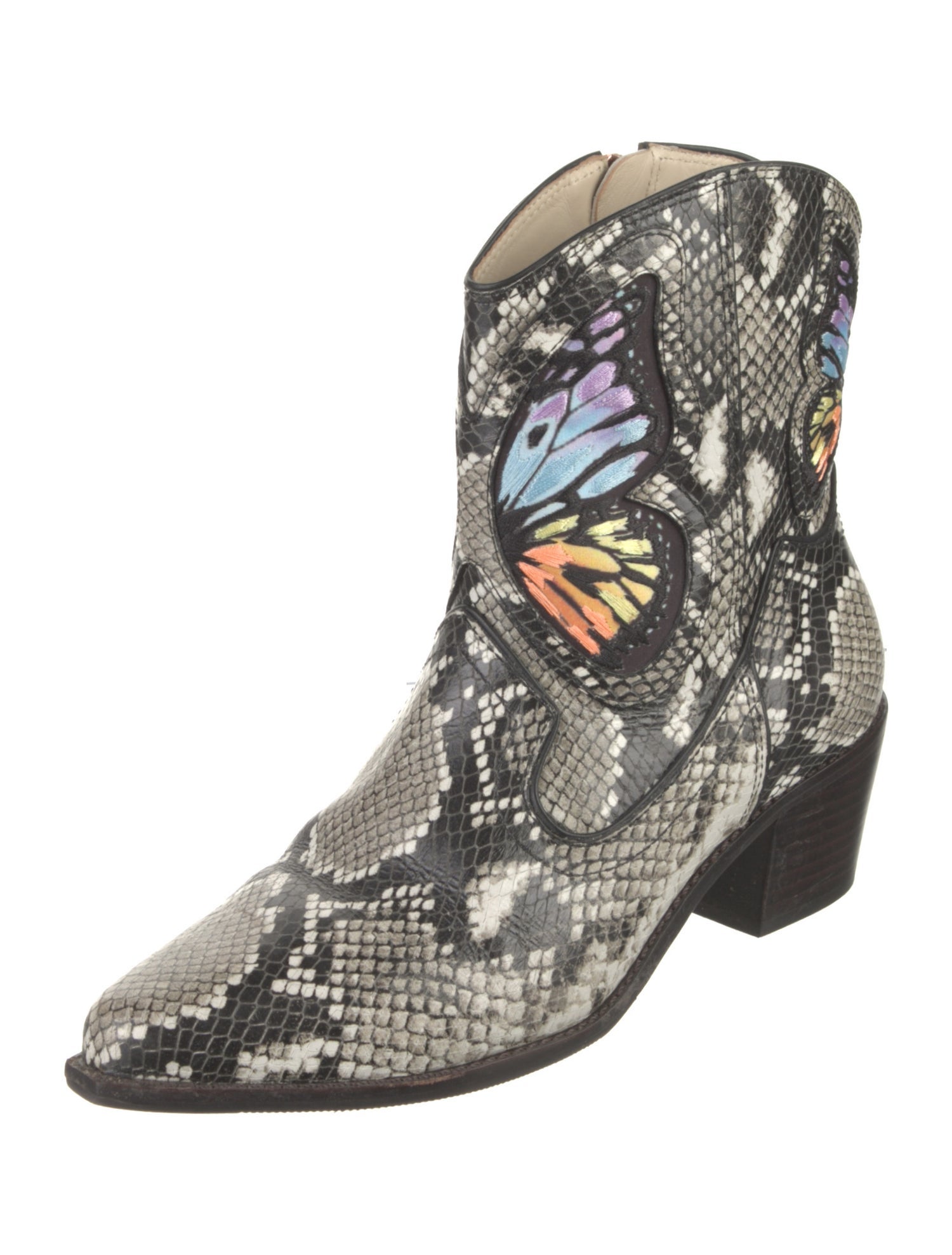 Sophia Webster Embossed Leather Animal Print Western Boots