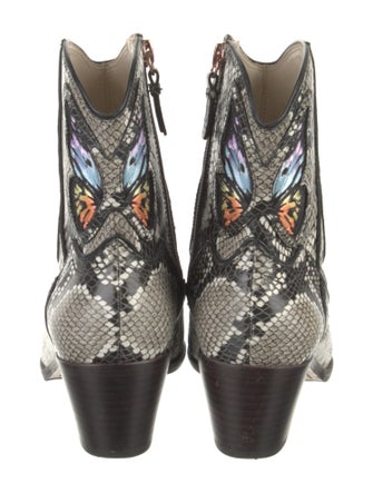 Sophia Webster Embossed Leather Animal Print Western Boots