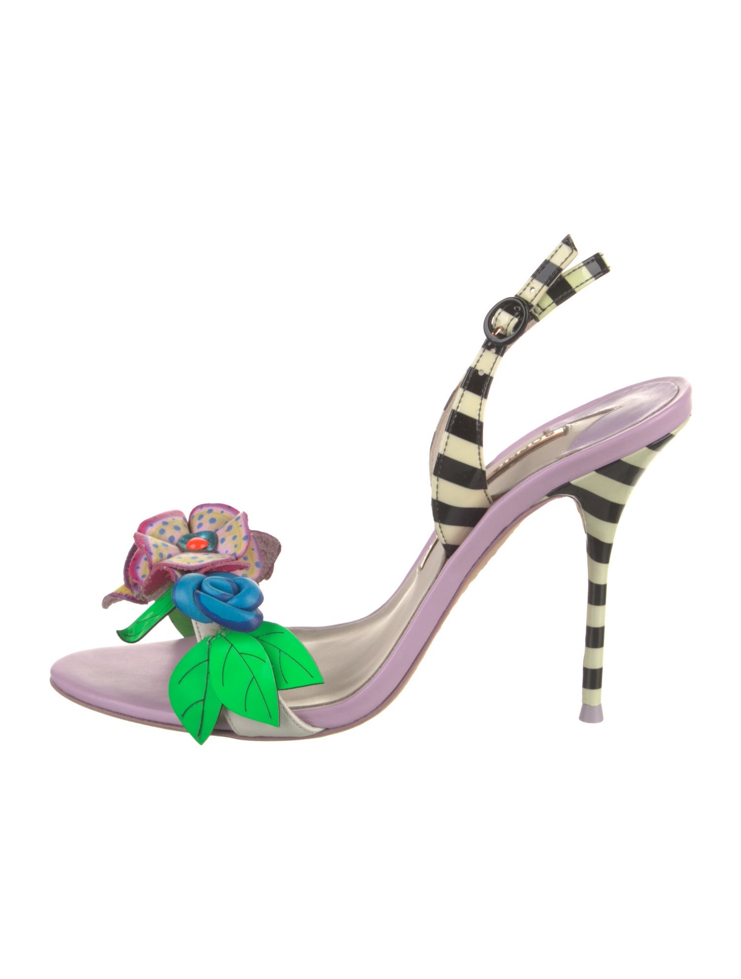 Sophia Webster Leather Striped Slingback Sandals w/ Tags