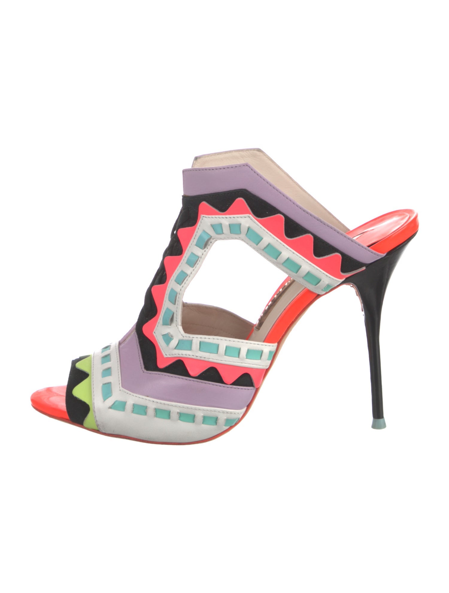 Sophia Webster Leather Printed T-Strap Sandals