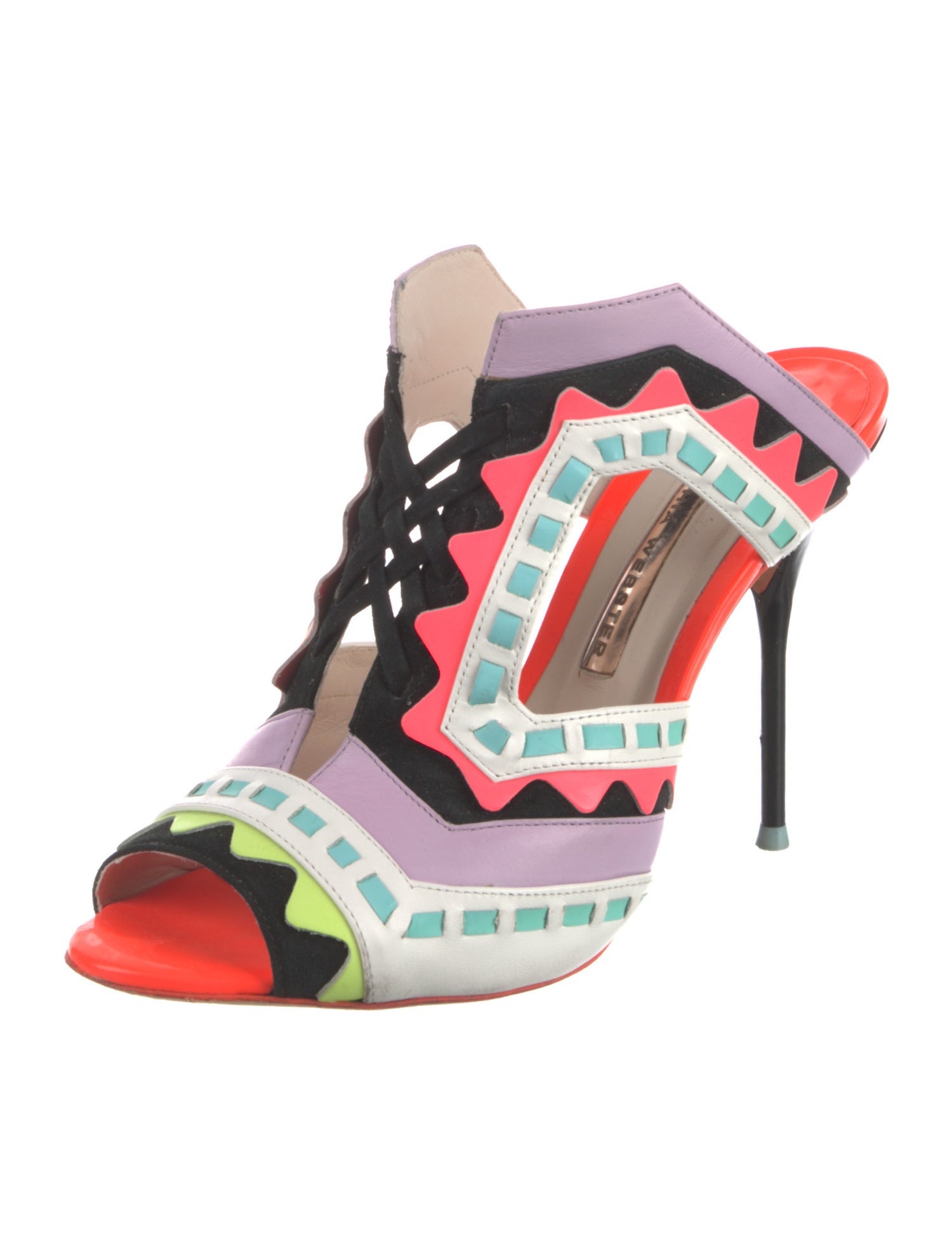 Sophia Webster Leather Printed T-Strap Sandals