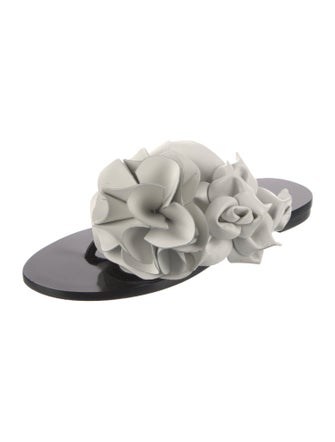 Sophia Webster Leather Ruffle Embellishment Slides