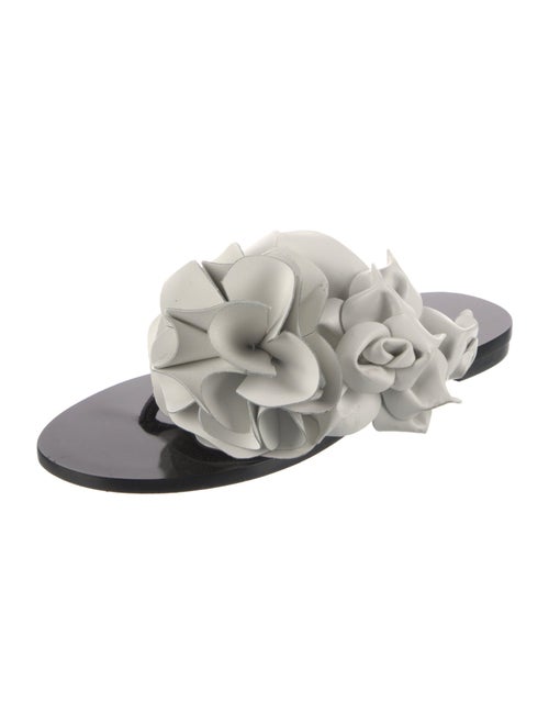 Sophia Webster Leather Ruffle Embellishment Slides