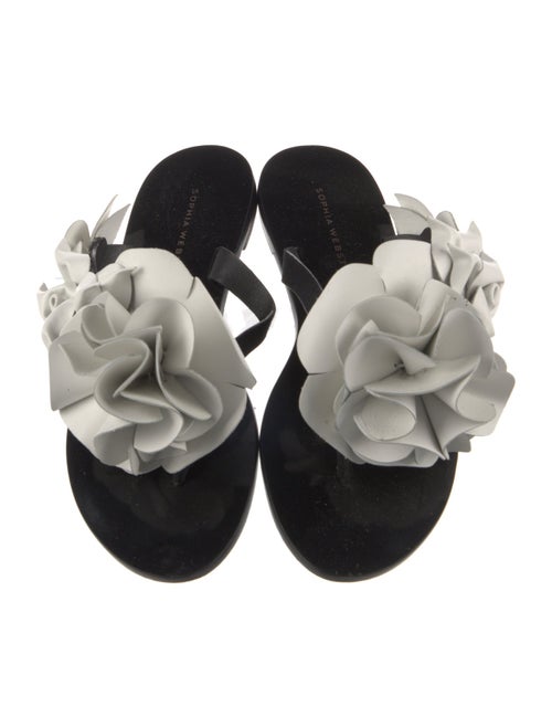 Sophia Webster Leather Ruffle Embellishment Slides