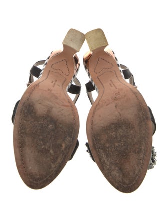 Sophia Webster Leather Striped T-Strap Sandals