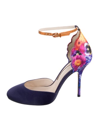 Sophia Webster Satin Floral Print D'Orsay Pumps
