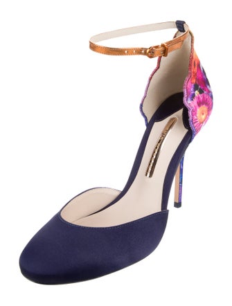 Sophia Webster Satin Floral Print D'Orsay Pumps