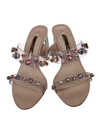 Sophia Webster Leather Crystal Embellishments Slides