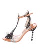 Sophia Webster Ponyhair Leather Trim Embellishment T-Strap Sandals