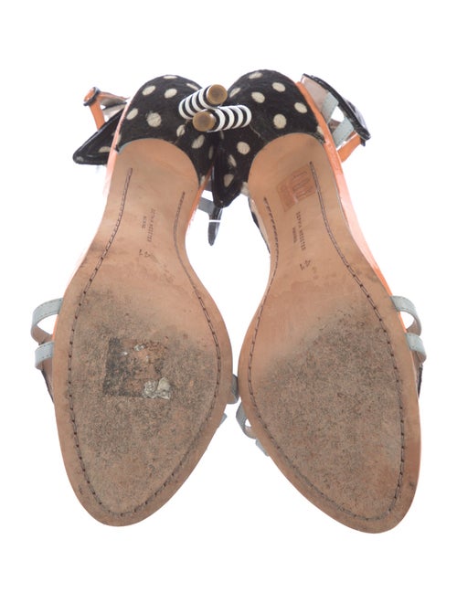 Sophia Webster Ponyhair Leather Trim Embellishment T-Strap Sandals