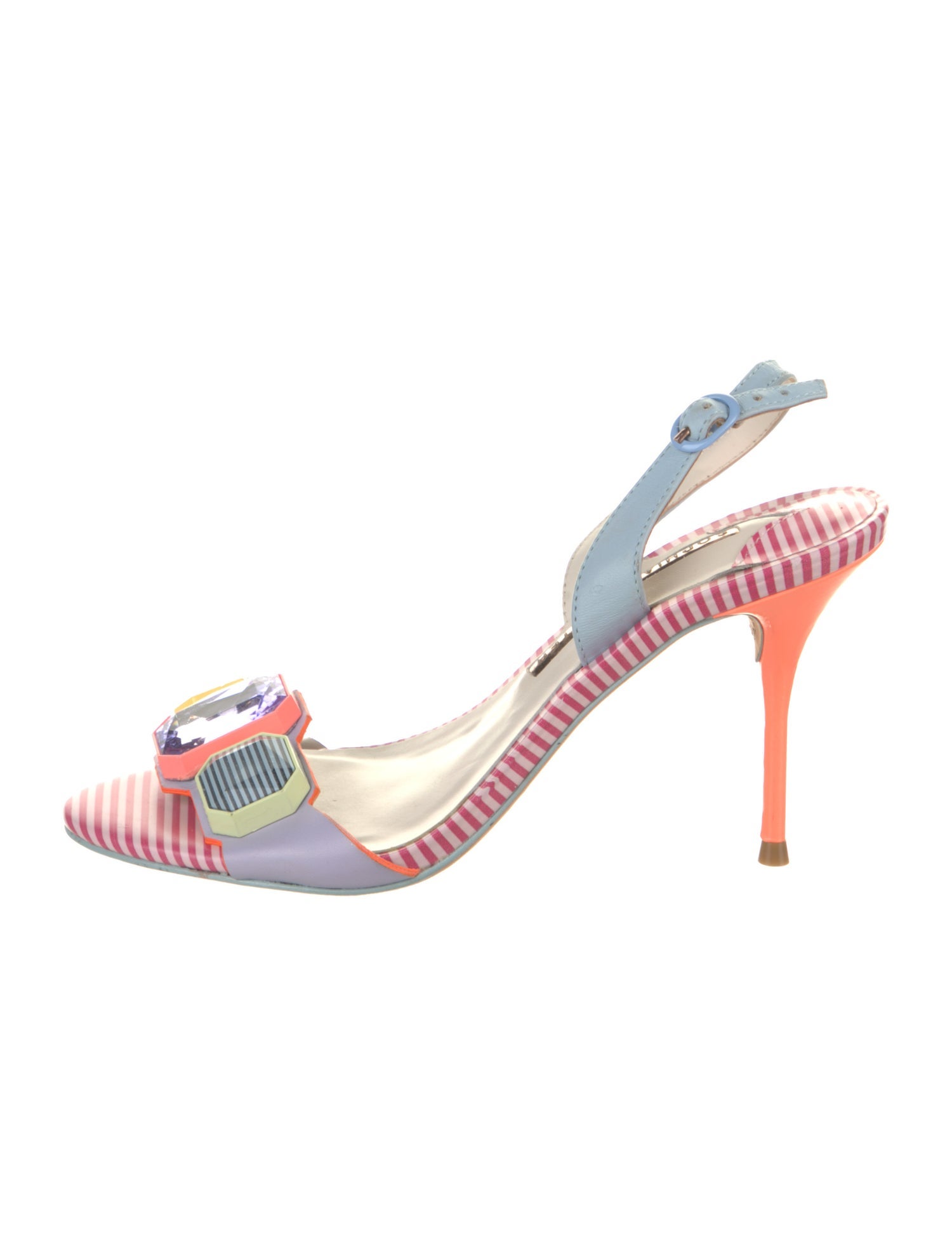 Sophia Webster Leather Colorblock Pattern Slingback Sandals