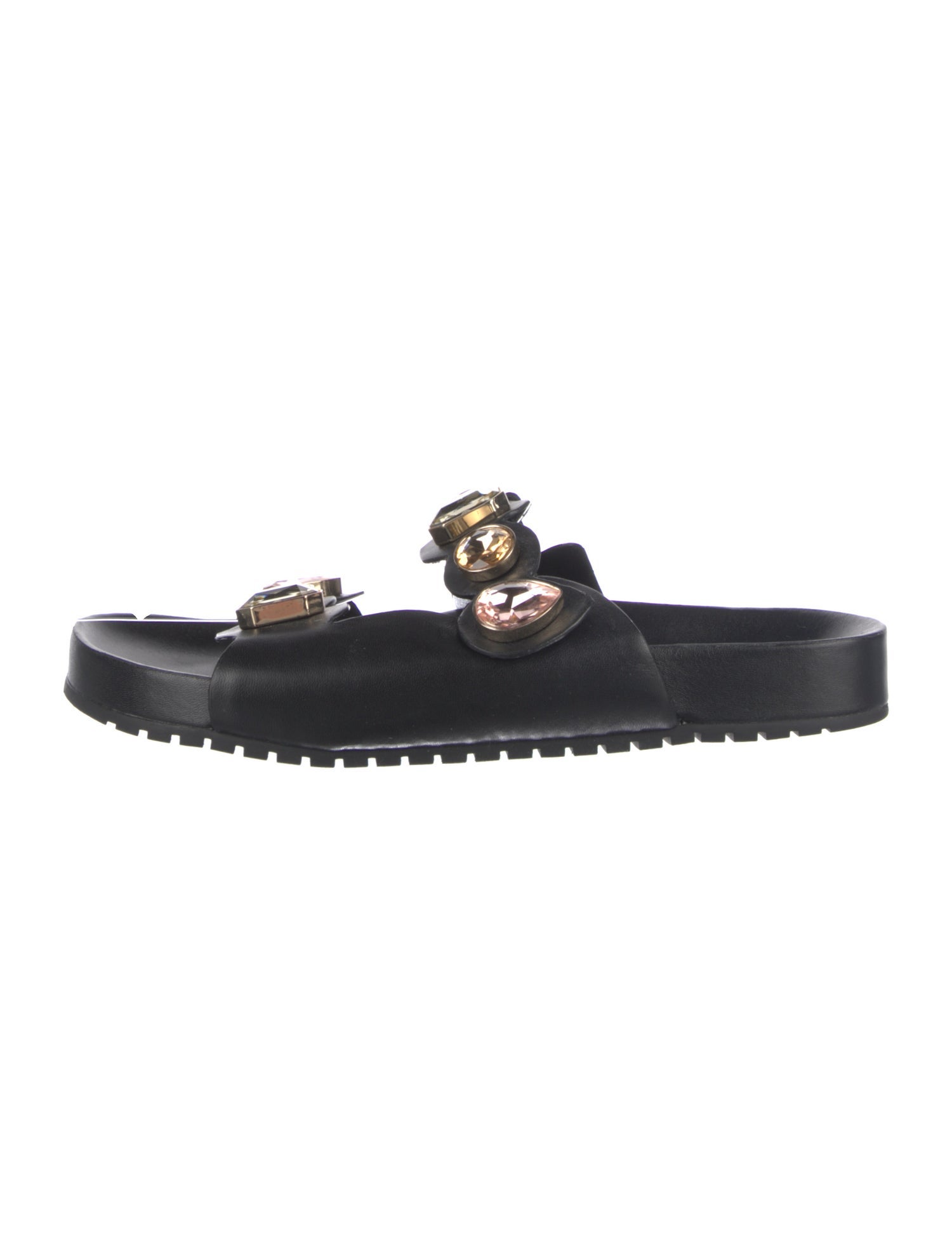 Sophia Webster Leather Crystal Embellishments Slides