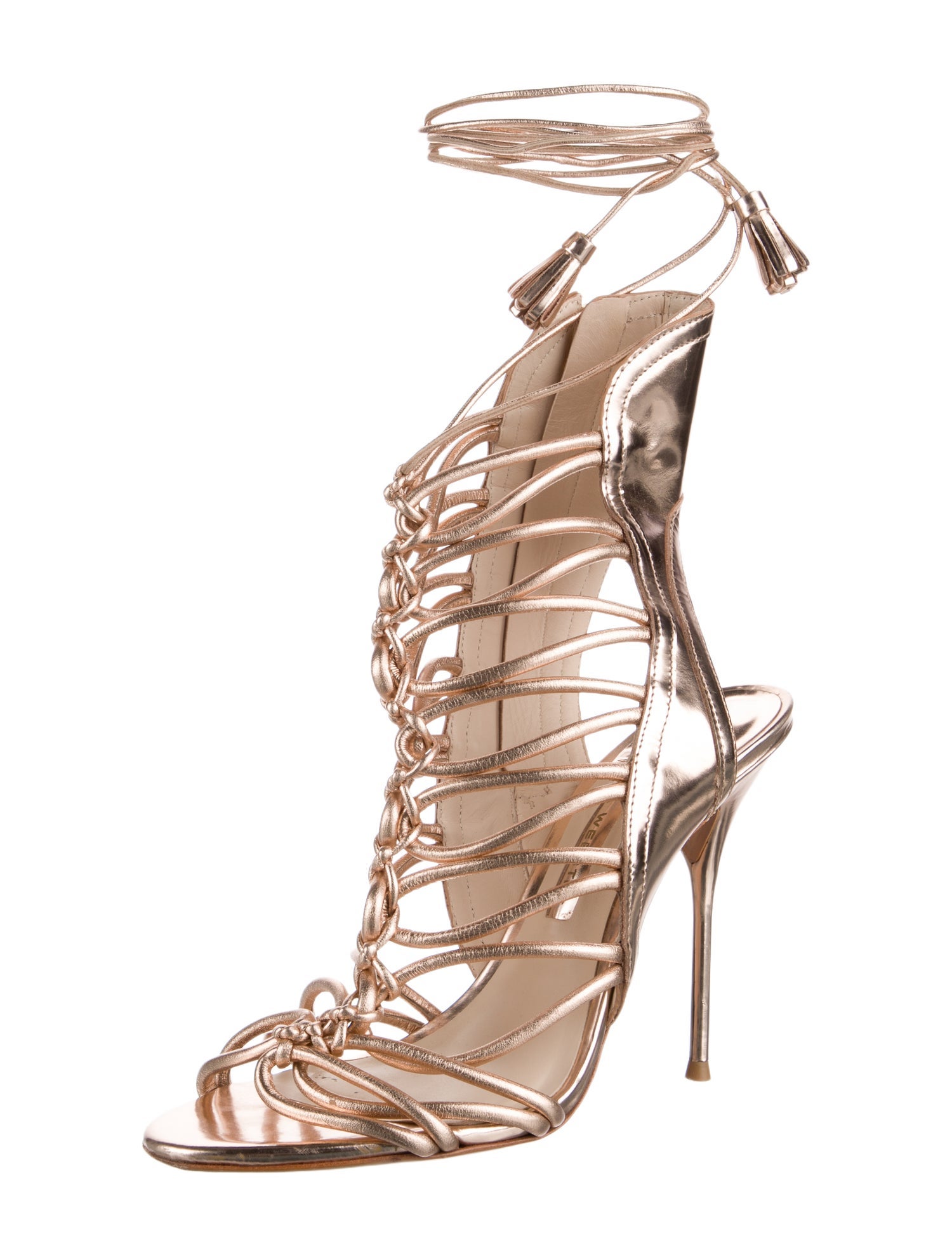 Sophia Webster Patent Leather Tassel Accents Gladiator Sandals