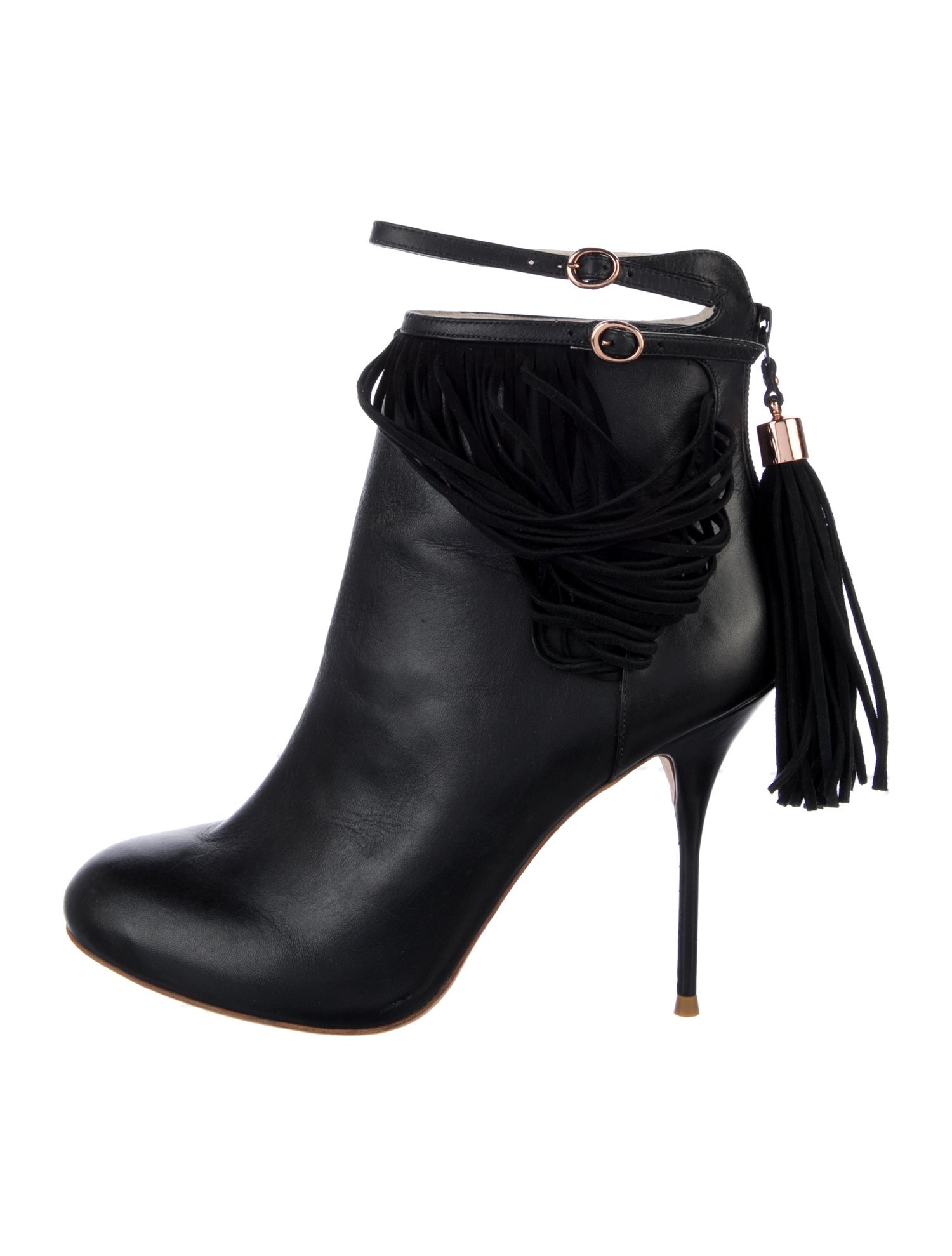 Sophia Webster Leather Fringe Trim Accent Boots