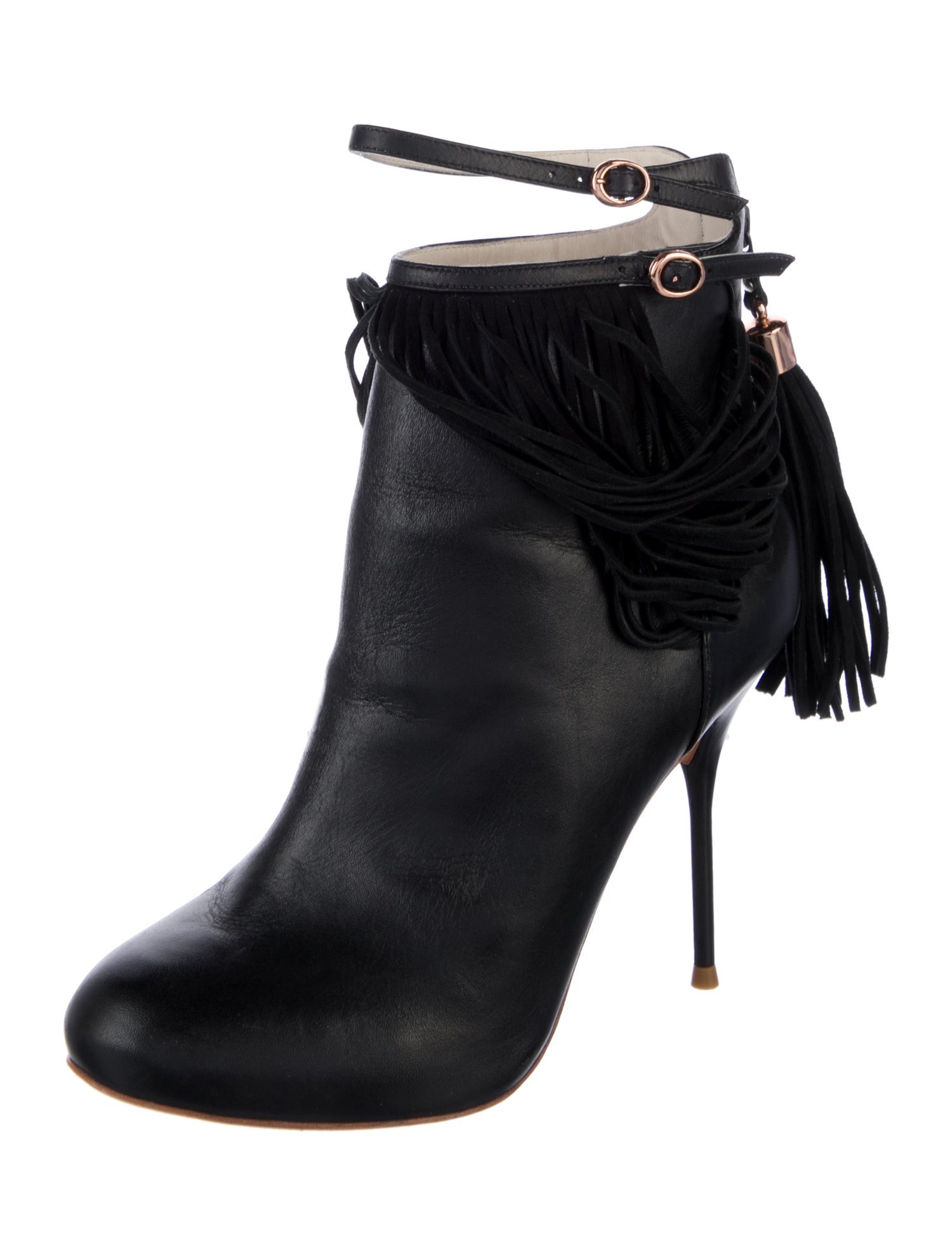 Sophia Webster Leather Fringe Trim Accent Boots