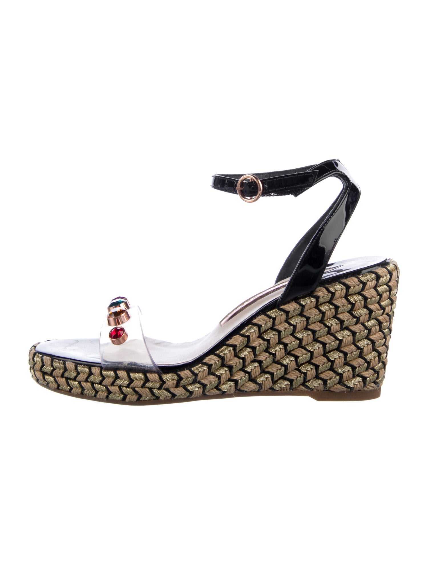 Sophia Webster Patent Leather Crystal Embellishments Espadrilles