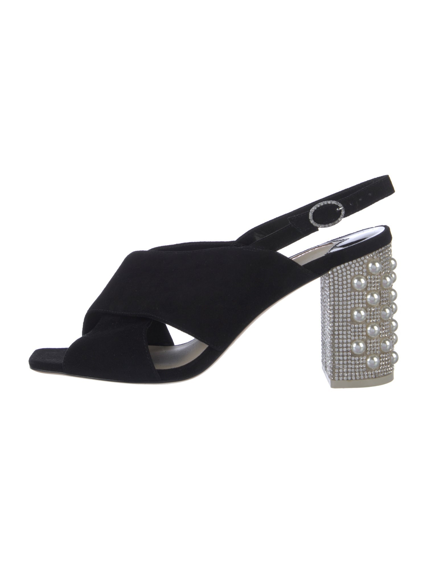 Sophia Webster Suede Crystal Embellishments Slingback Sandals