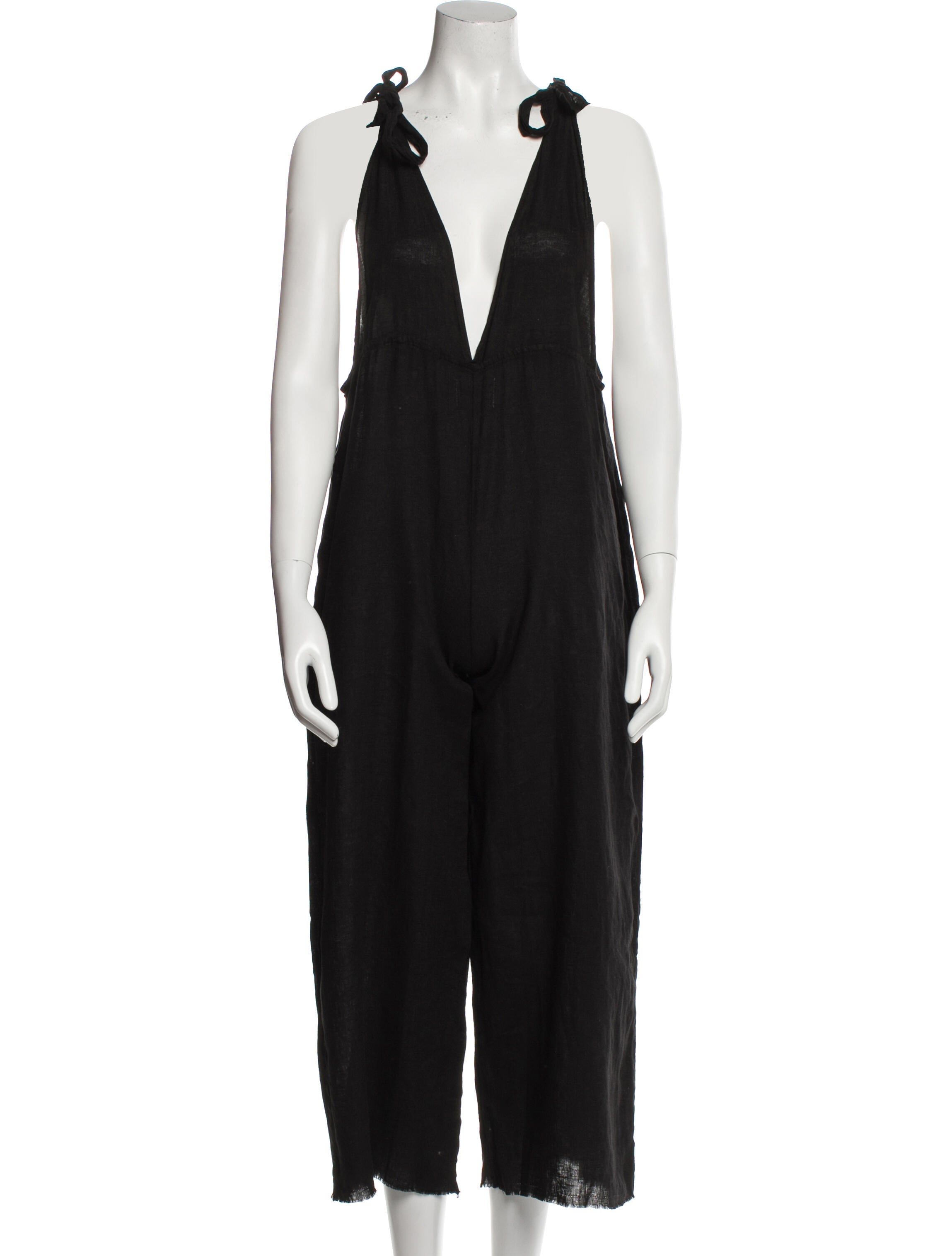 9seed Linen Plunge Neckline Jumpsuit