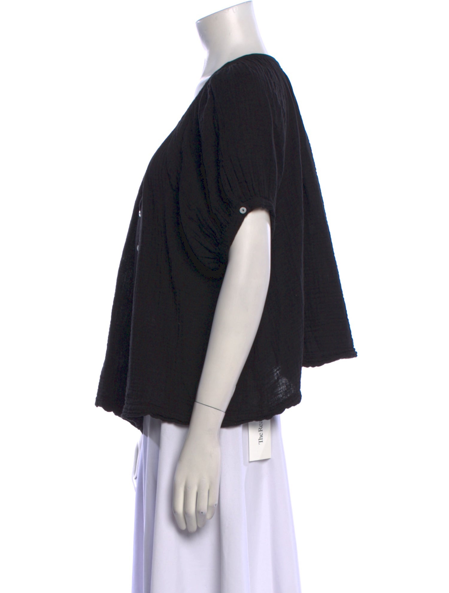 9seed Scoop Neck Short Sleeve Button-Up Top