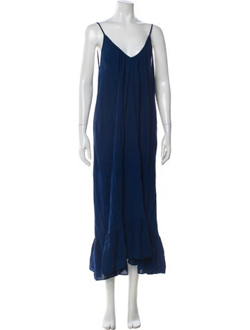 Pre-owned 9seed V-neck Long Dress In Blue