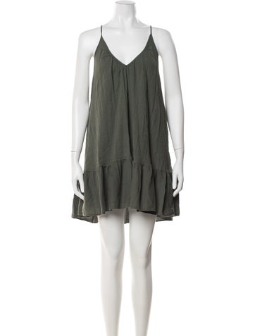 Pre-owned 9seed V-neck Mini Dress In Green