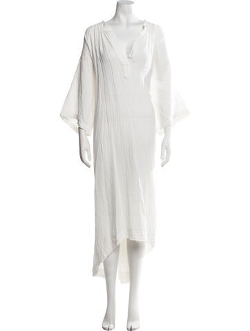 Pre-owned 9seed V-neck Long Dress In White