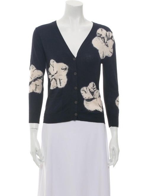 Samantha Sung Silk Tie-Dye Print Sweater Blue