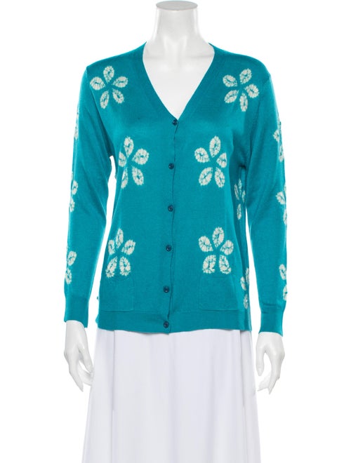 Samantha Sung Cashmere Tie-Dye Print Sweater Blue