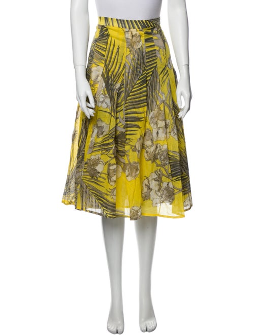 Samantha Sung Floral Print Midi Length Skirt Yello