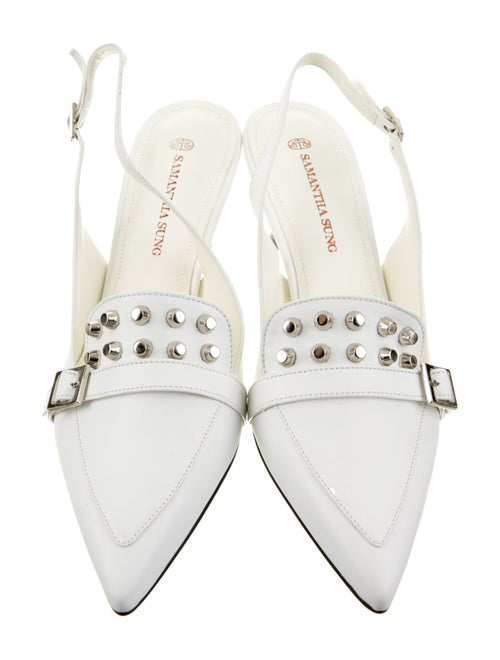 Samantha Sung Leather Studded Accents Slingback Pumps