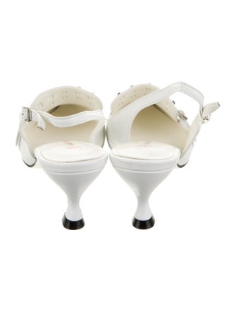 Samantha Sung Leather Studded Accents Slingback Pumps