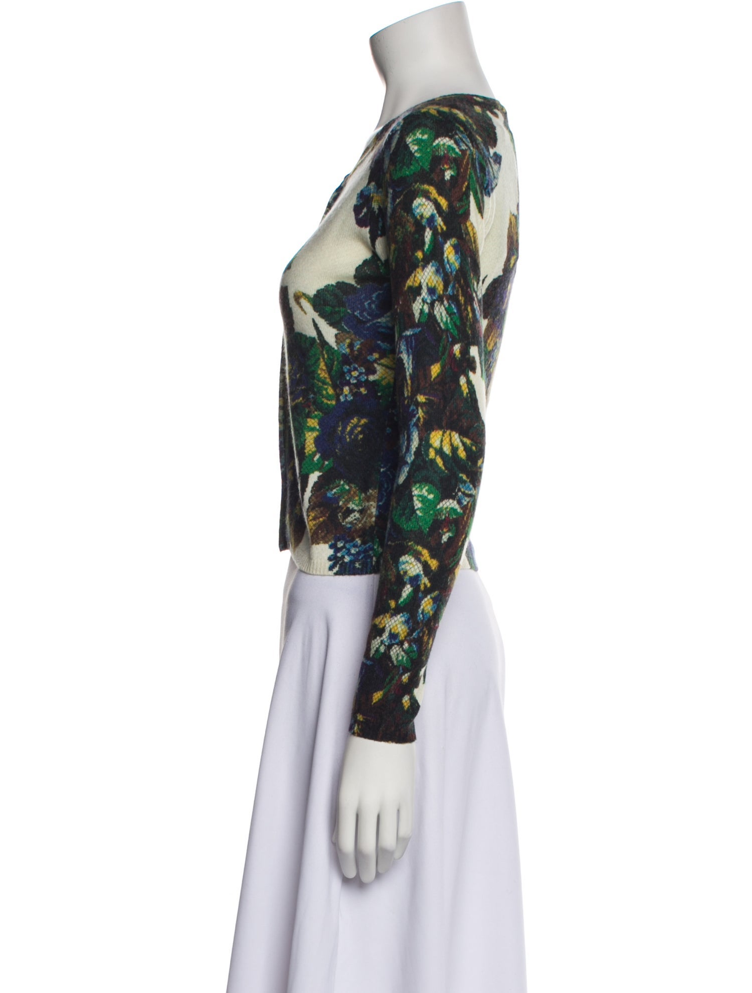 Samantha Sung Floral Print Scoop Neck Sweater