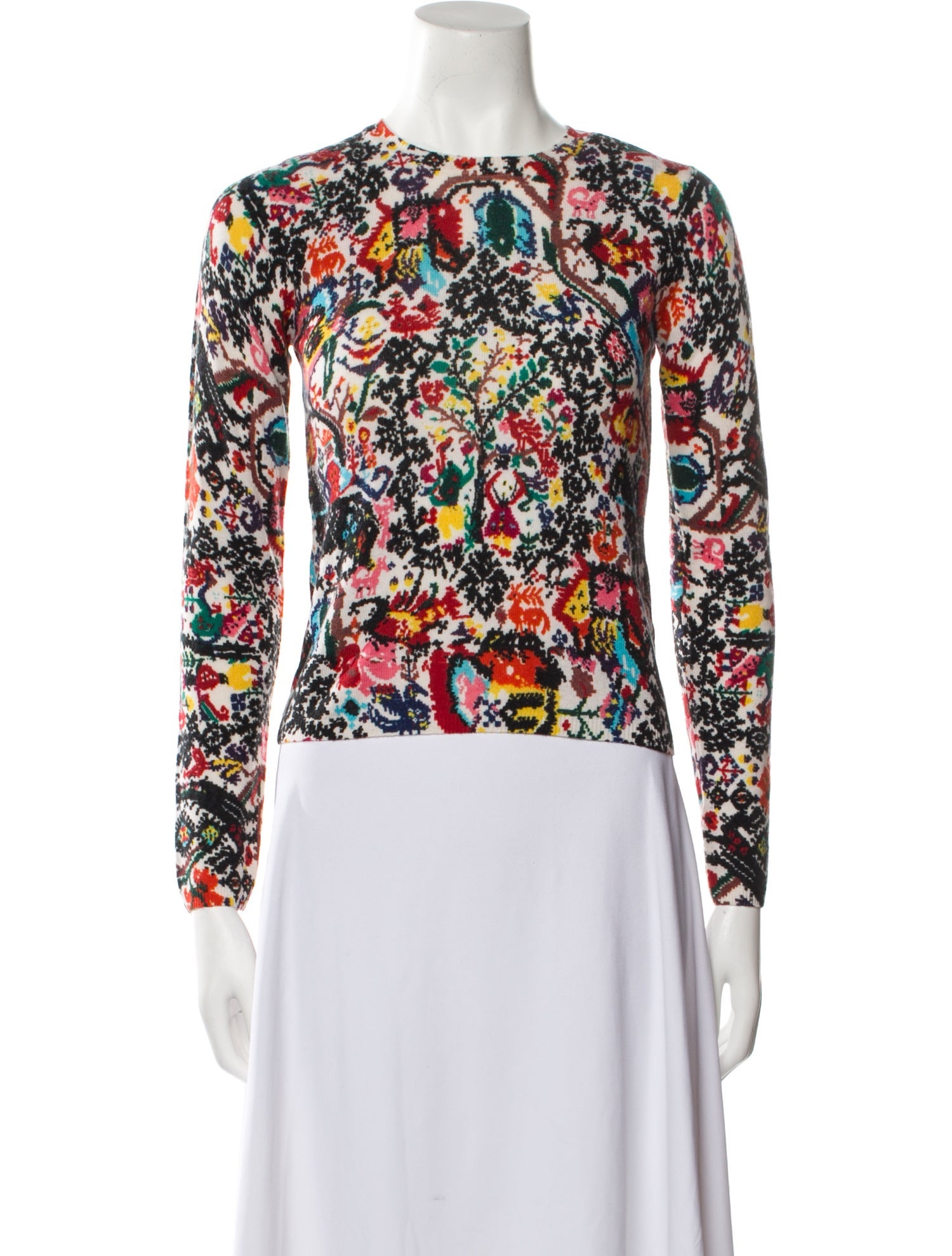 Samantha Sung Floral Print Crew Neck Sweater