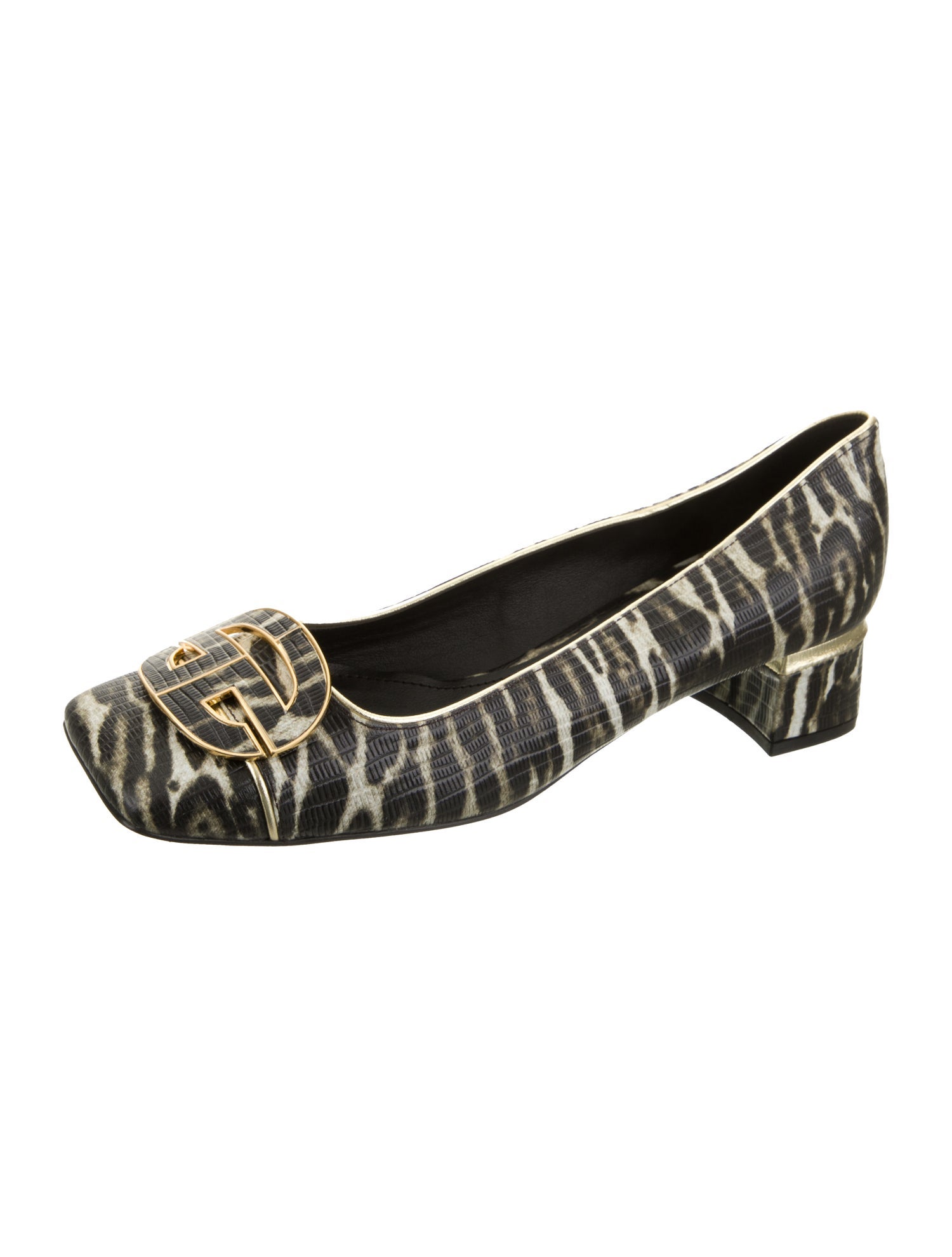 Samantha Sung Embossed Leather Animal Print Pumps
