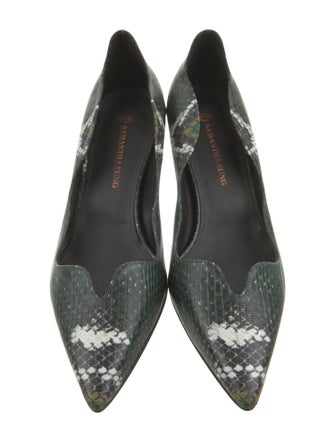 Samantha Sung Embossed Leather Animal Print Pumps