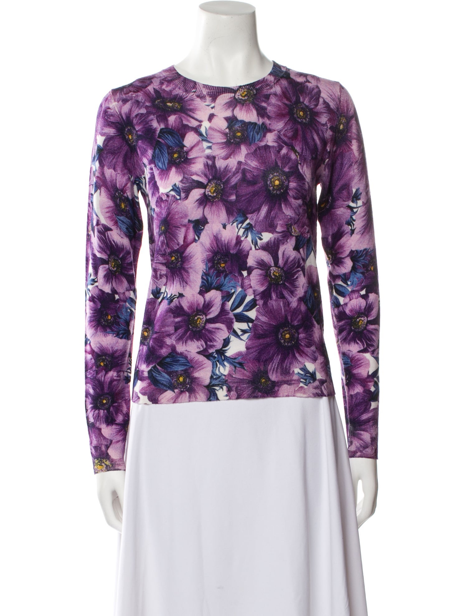 Samantha Sung Silk Floral Print Sweater