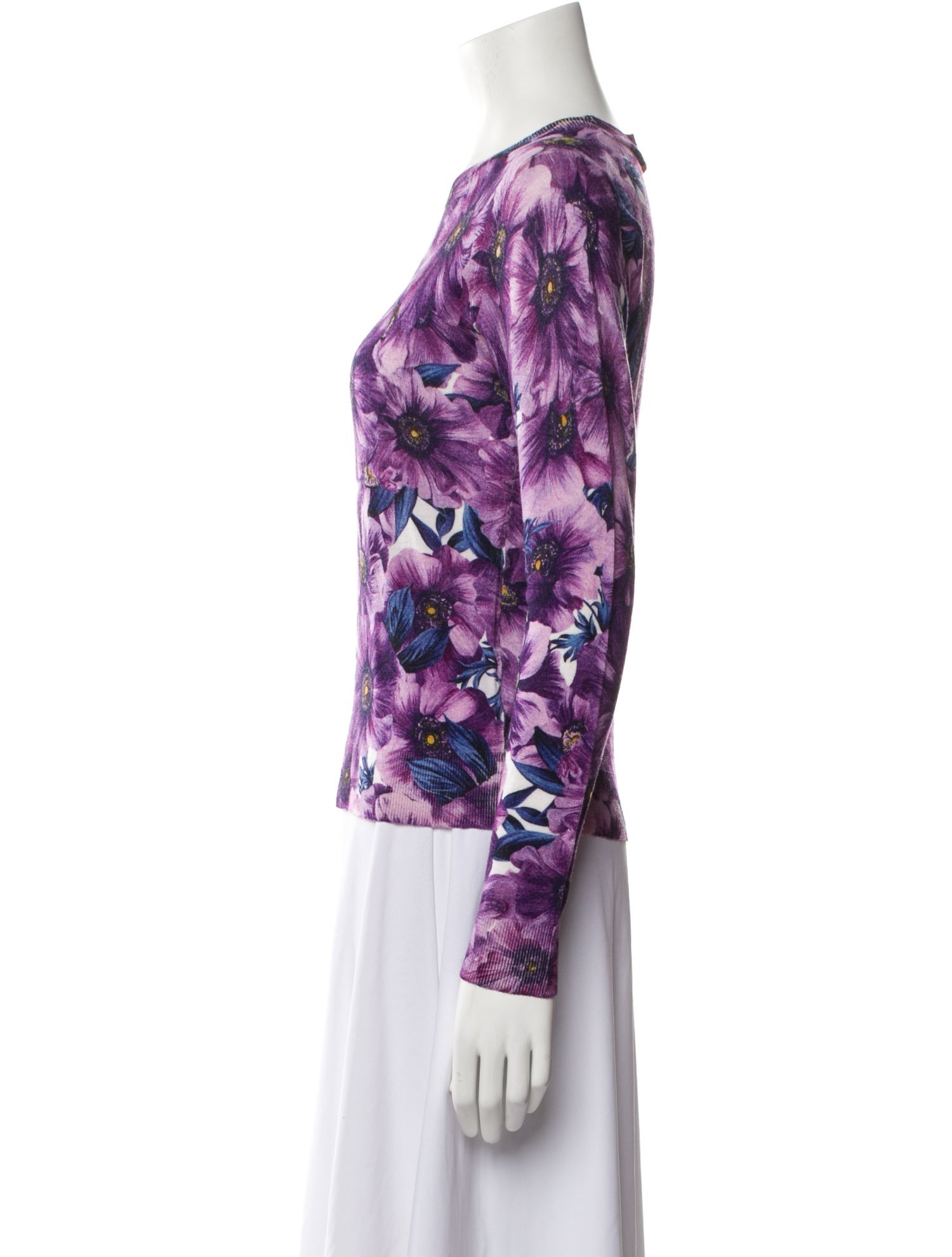 Samantha Sung Silk Floral Print Sweater