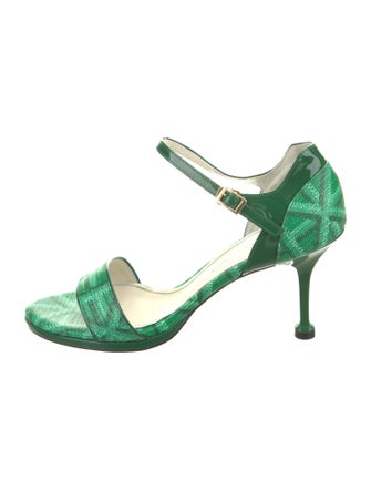 Samantha Sung Embossed Leather Printed Sandals